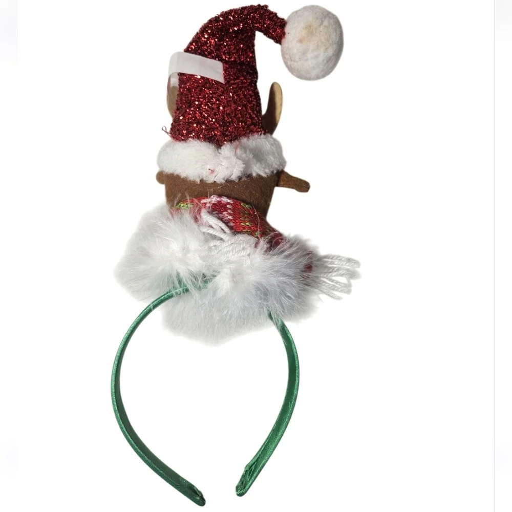 Festive Reindeer Headband Red Santa Hat Holiday Antlers Green Hair Accessory 14